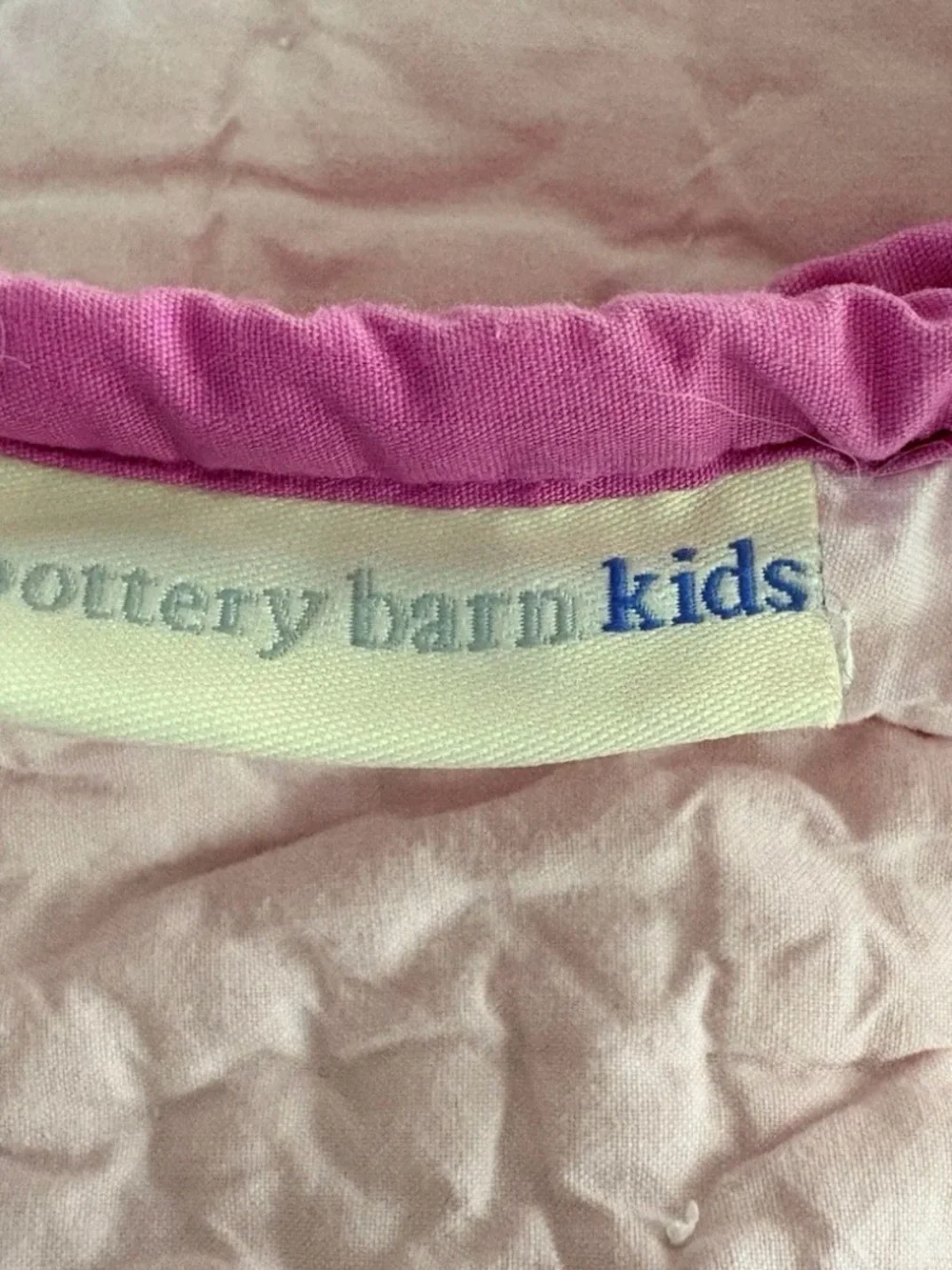 Vintage POTTERY BARN KIDS Crib Toddler Quilt Blanket Pink Green Gingham Hearts